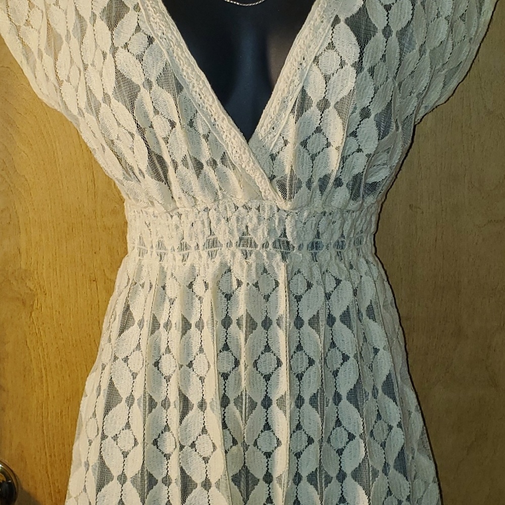 Eyeshadow  Lacey see through vkneck dress tshirts